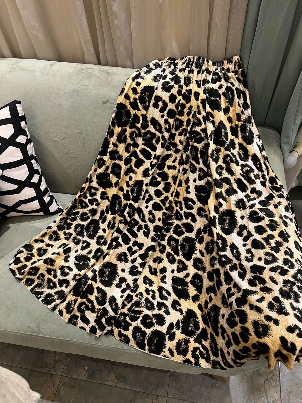 Velvet Pleated Skirt Leopard in two Shades - Image 3
