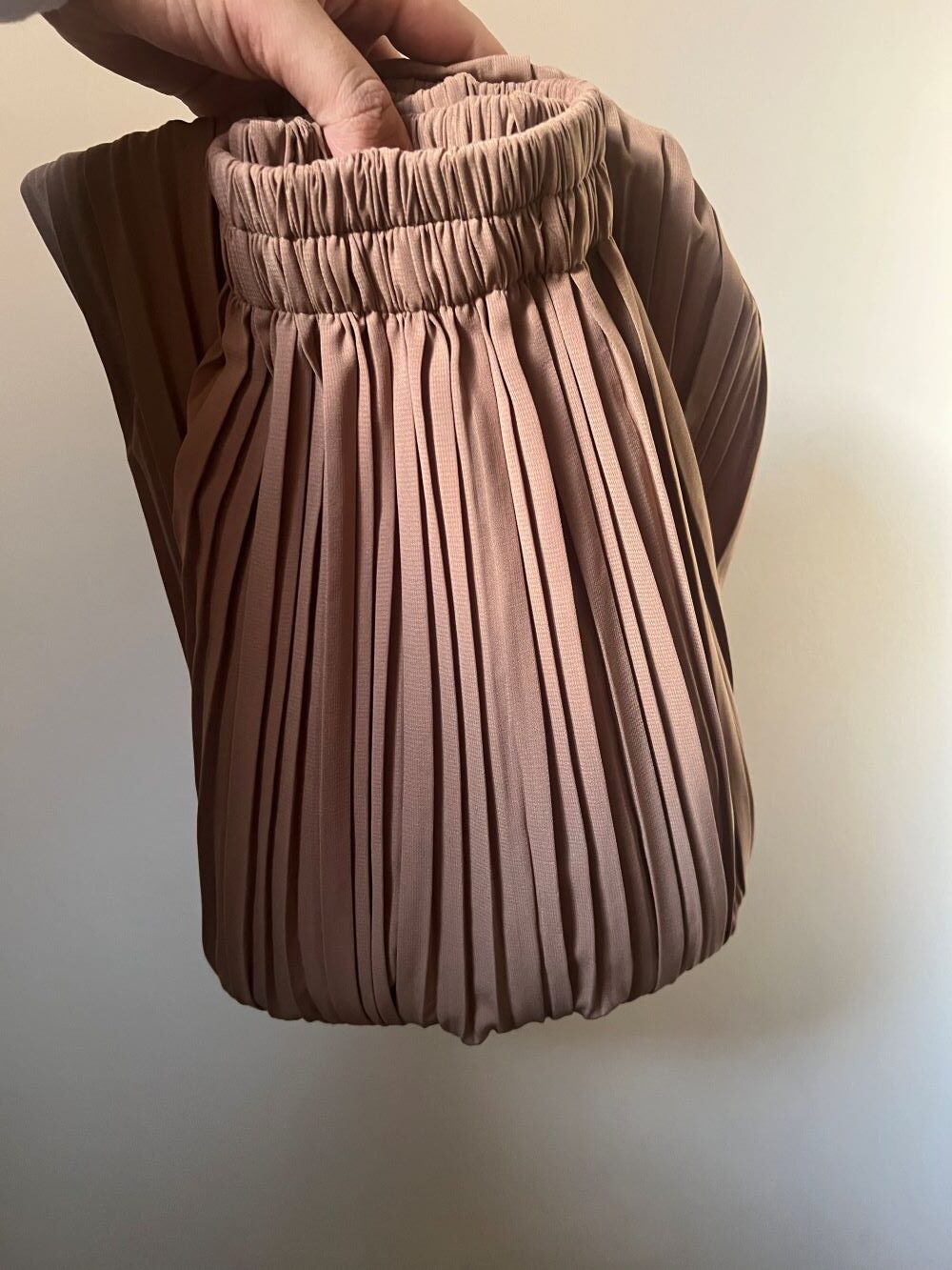 Pleated skirt made from imported crepe fabric (Light Coffee) - Image 3