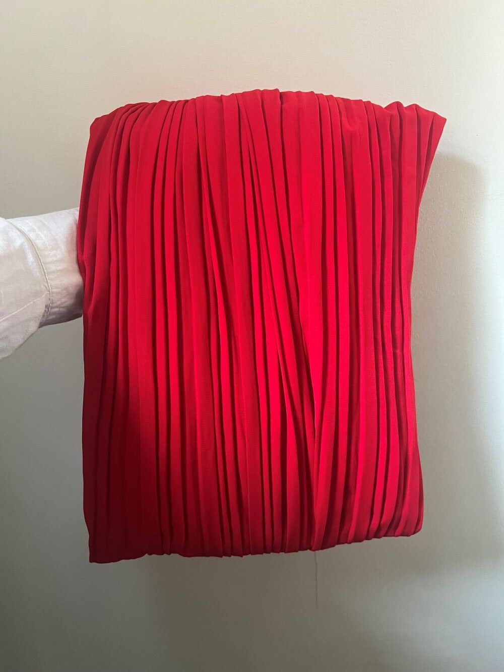 Pleated skirt made from imported crepe fabric (Red) - Image 3