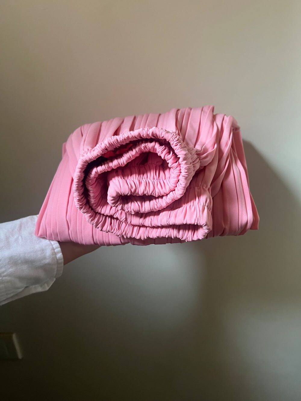 Pleated skirt made from imported crepe fabric (Pink) - Image 6