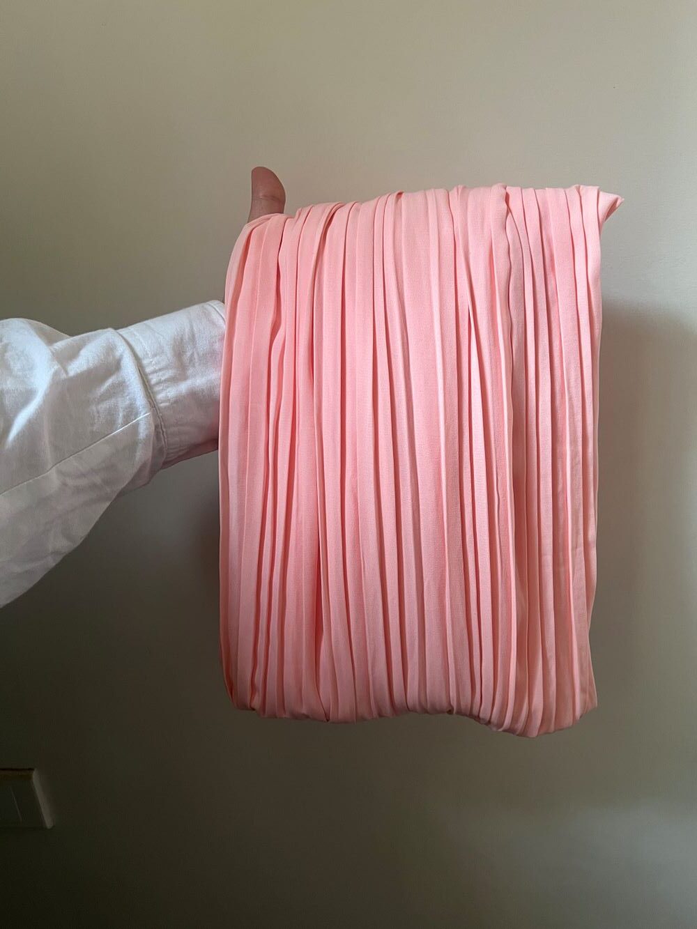 Pleated skirt made from imported crepe fabric (Peach) - Image 8