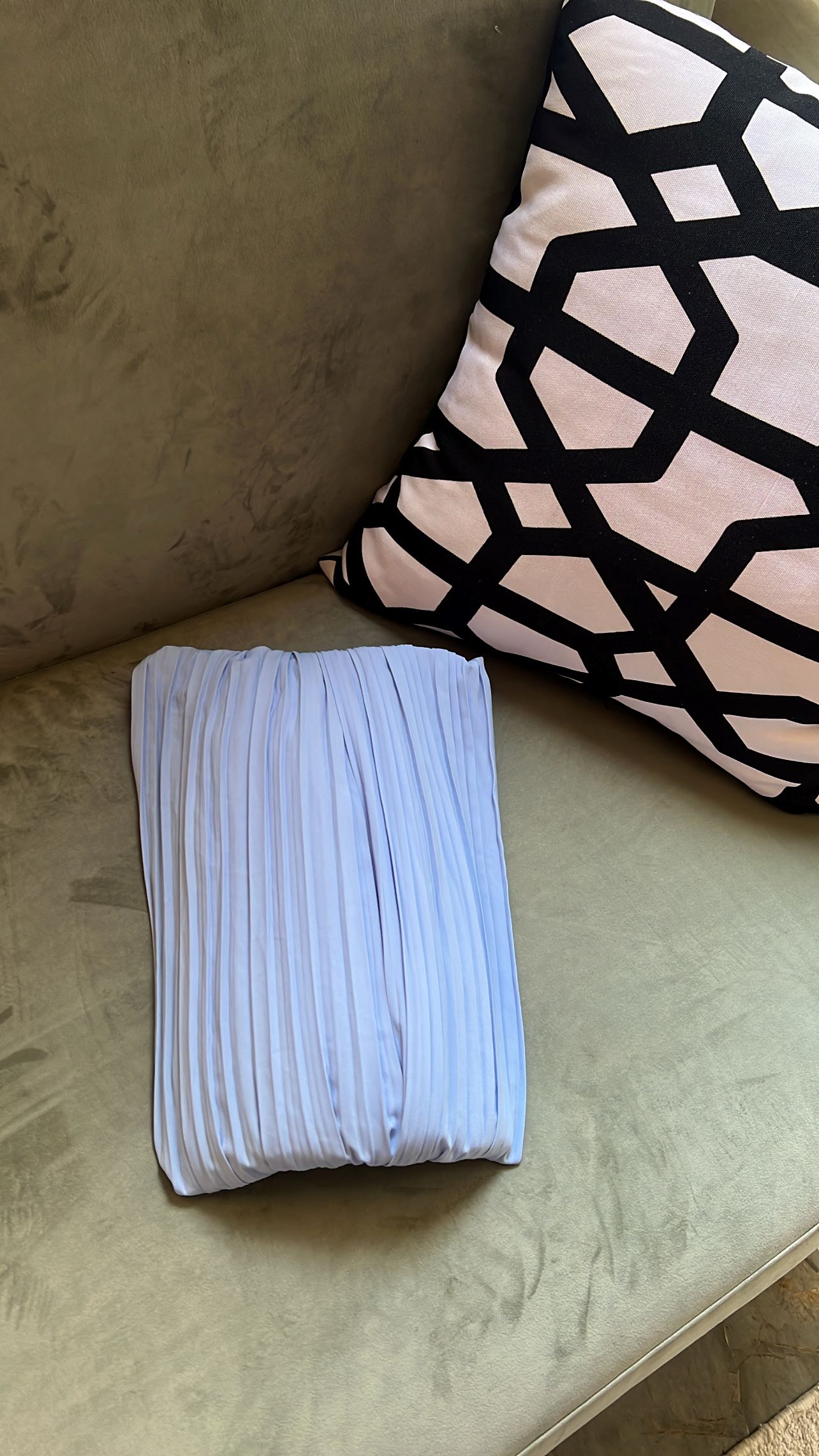 Pleated skirt made from imported crepe fabric (Baby Blue) - Image 2