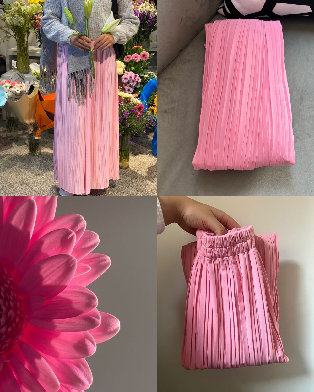 Pleated skirt made from imported crepe fabric (Pink) - Image 5