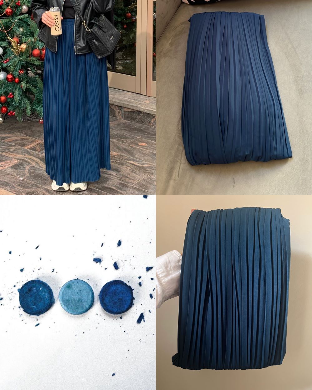 Pleated skirt made from imported crepe fabric (Petrol) - Image 11