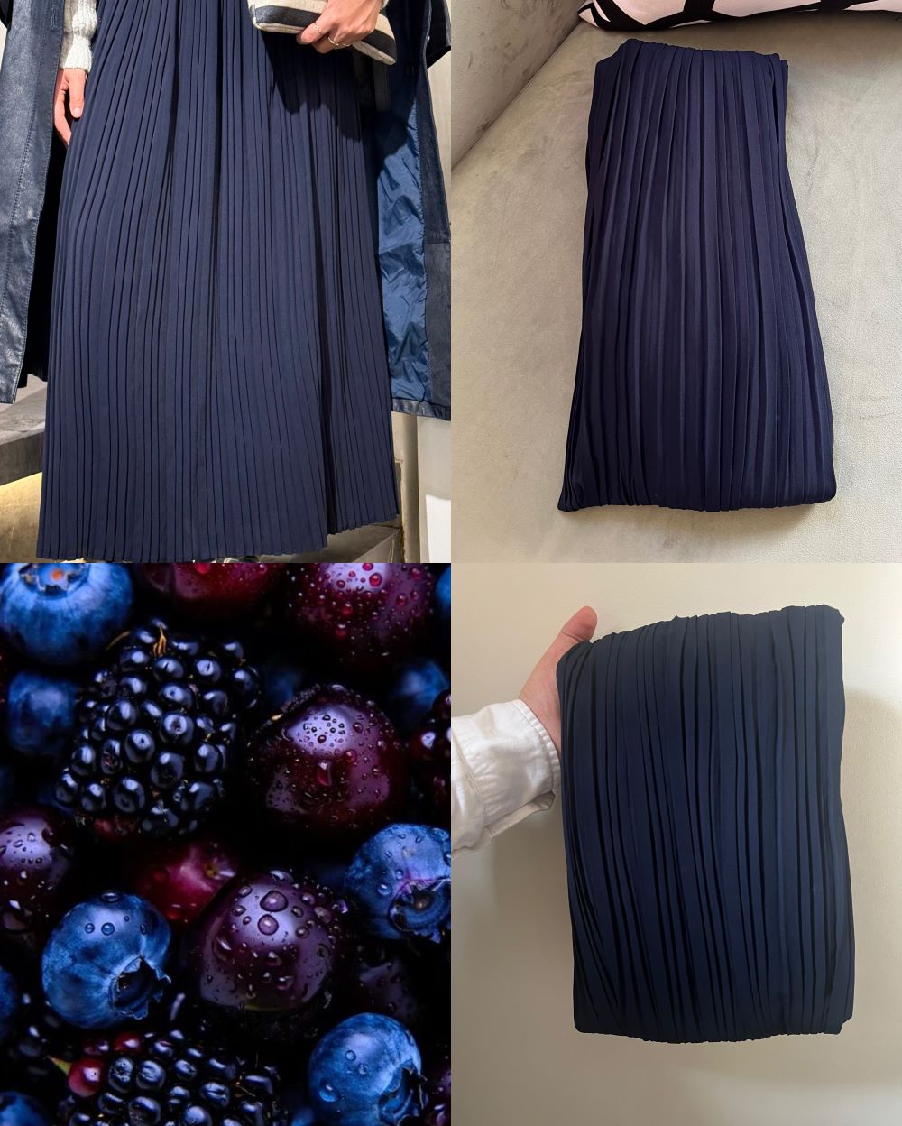 Pleated skirt made from imported crepe fabric (Navy) - Image 6
