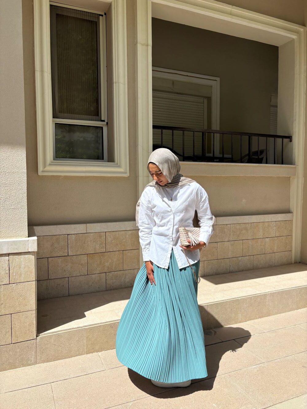 Pleated skirt made from imported crepe fabric (Mint)