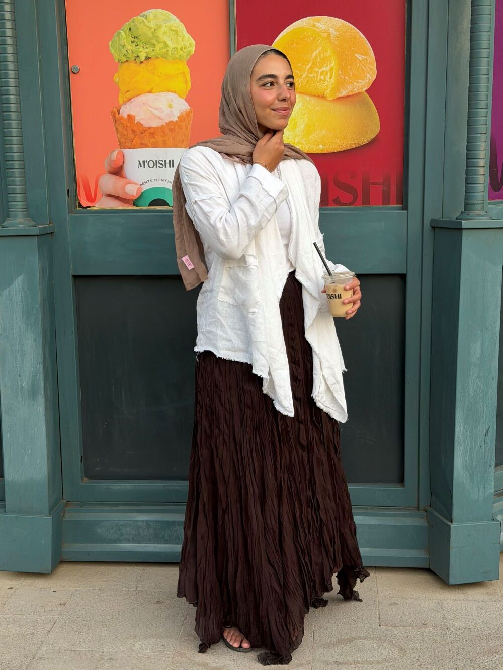 Crushed Chiffon Skirt (Brown) - Image 3