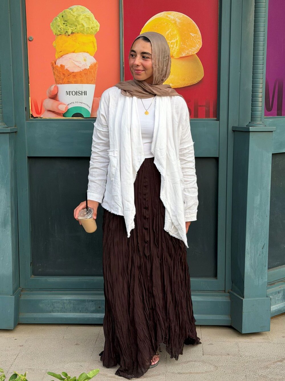 Crushed Chiffon Skirt (Brown) - Image 2