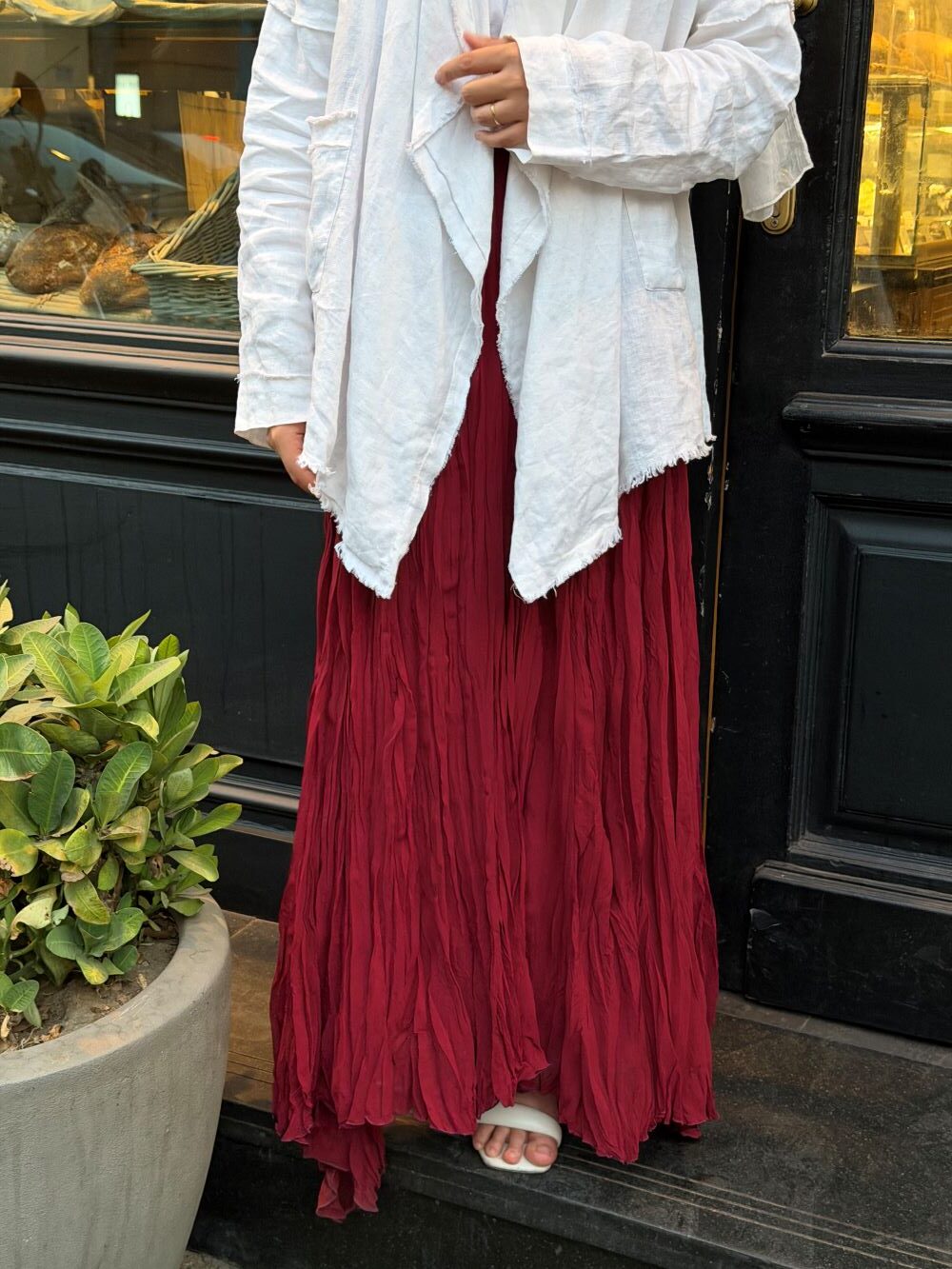 Crushed Chiffon Skirt (Wine Red) - Image 4