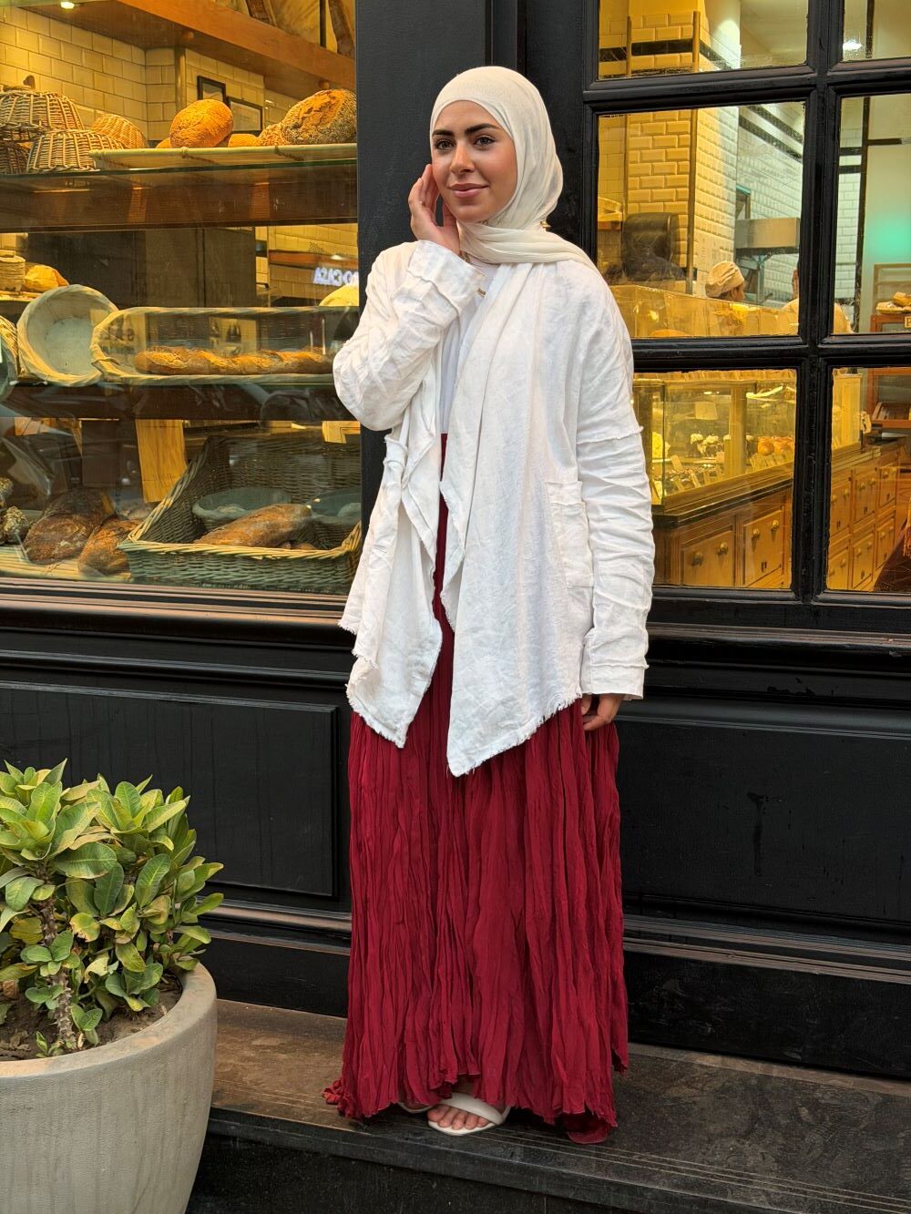 Crushed Chiffon Skirt (Wine Red) - Image 3