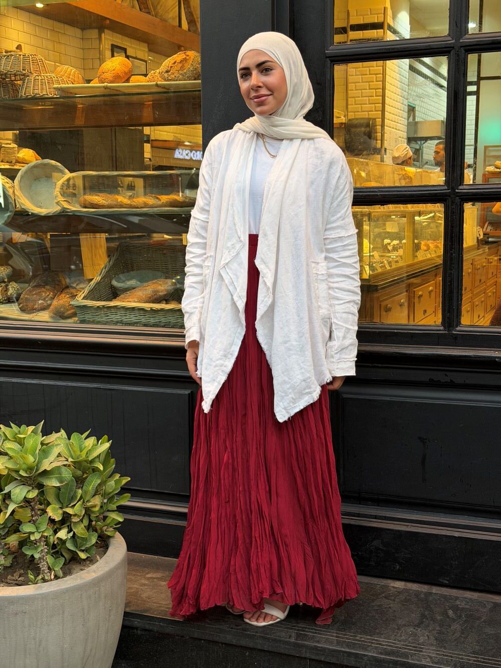 Crushed Chiffon Skirt (Wine Red) - Image 2
