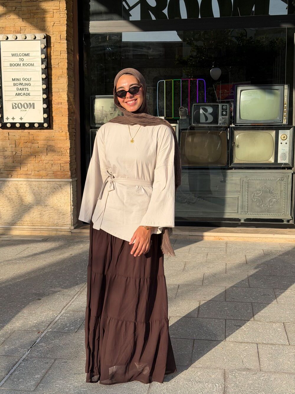 Ruffles Chiffon Skirt (Brown)