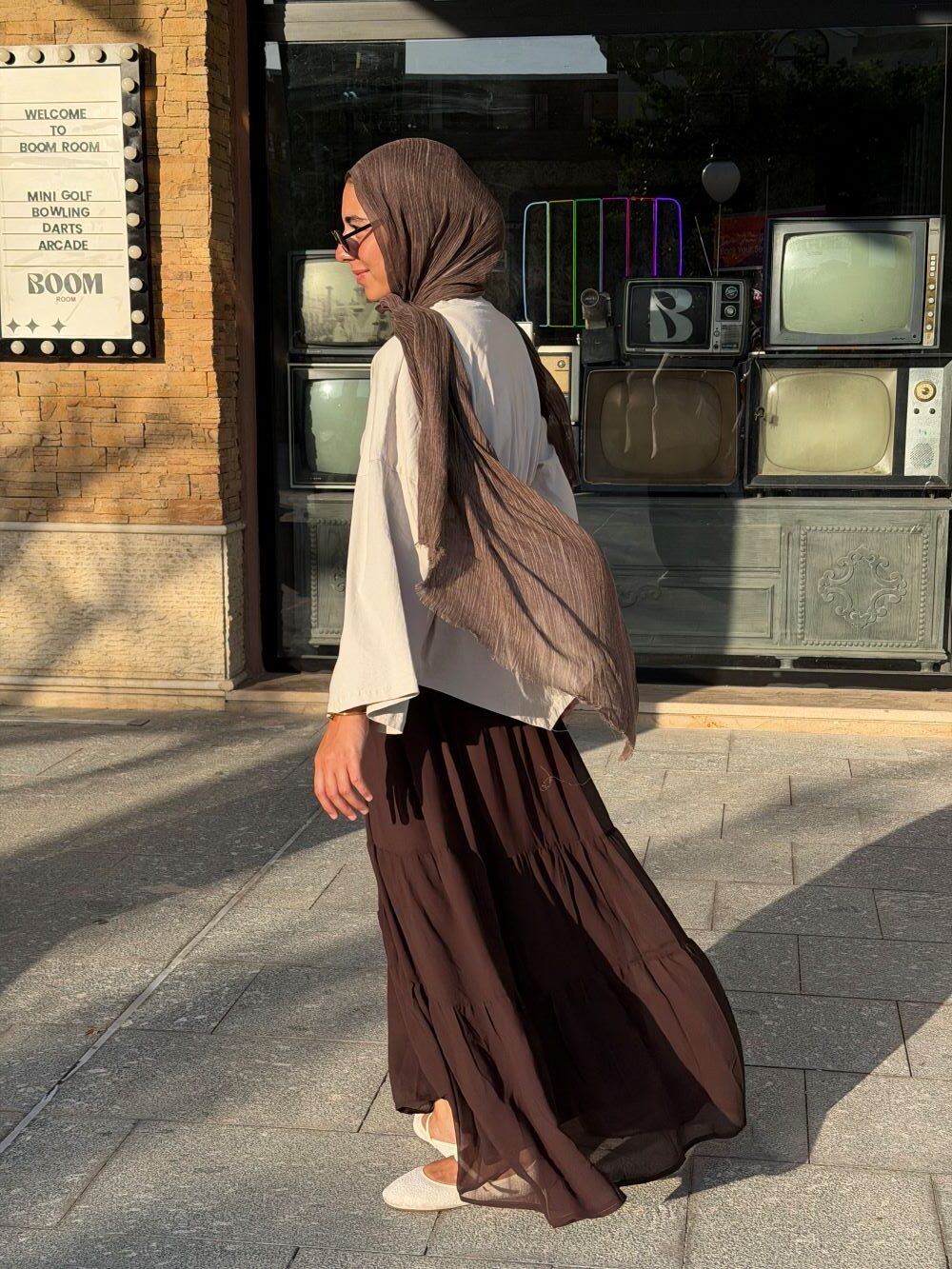 Ruffles Chiffon Skirt (Brown) - Image 4