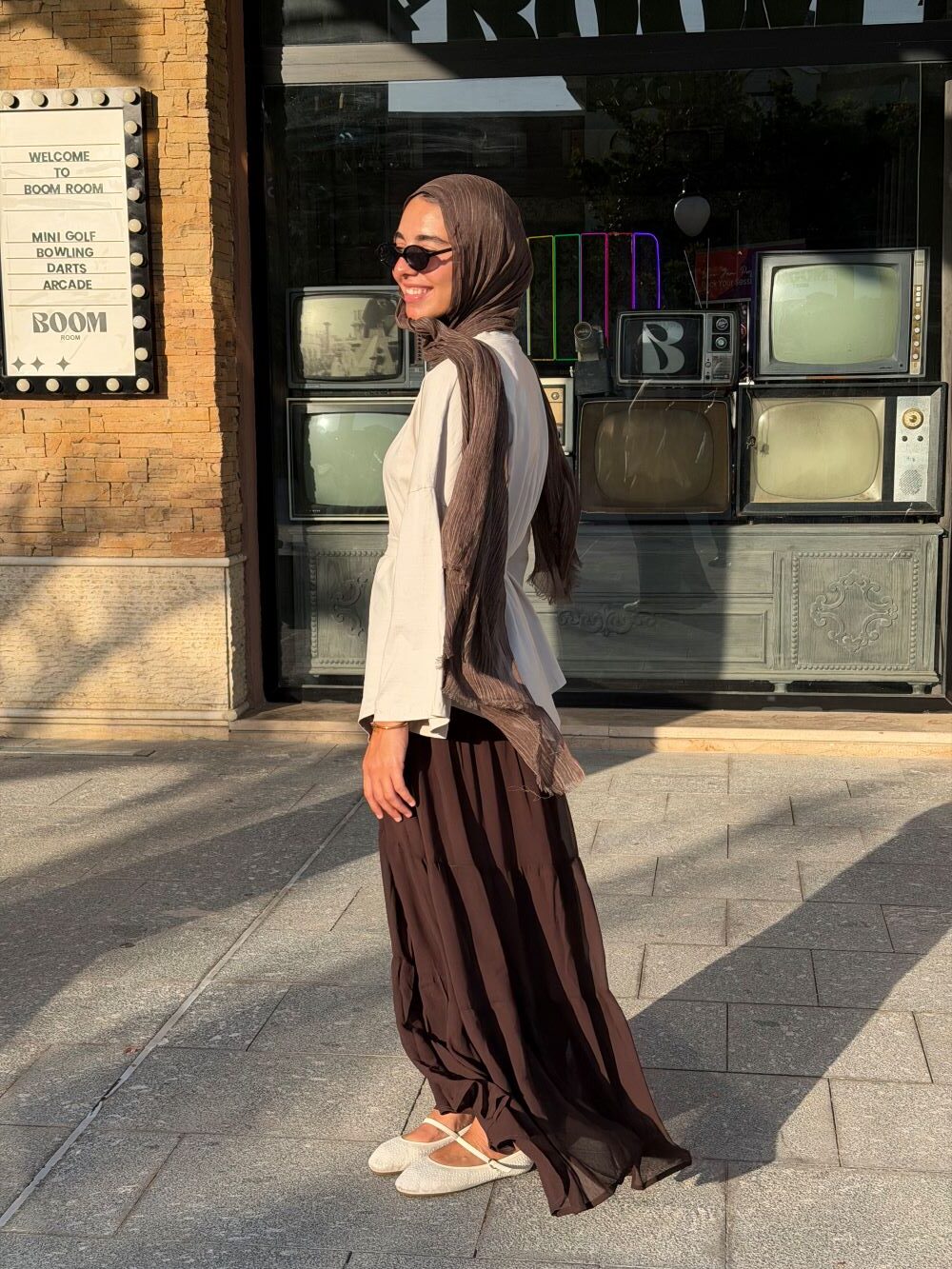 Ruffles Chiffon Skirt (Brown) - Image 3