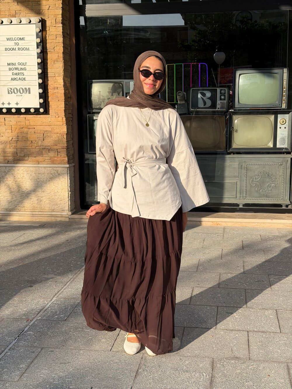 Ruffles Chiffon Skirt (Brown) - Image 2