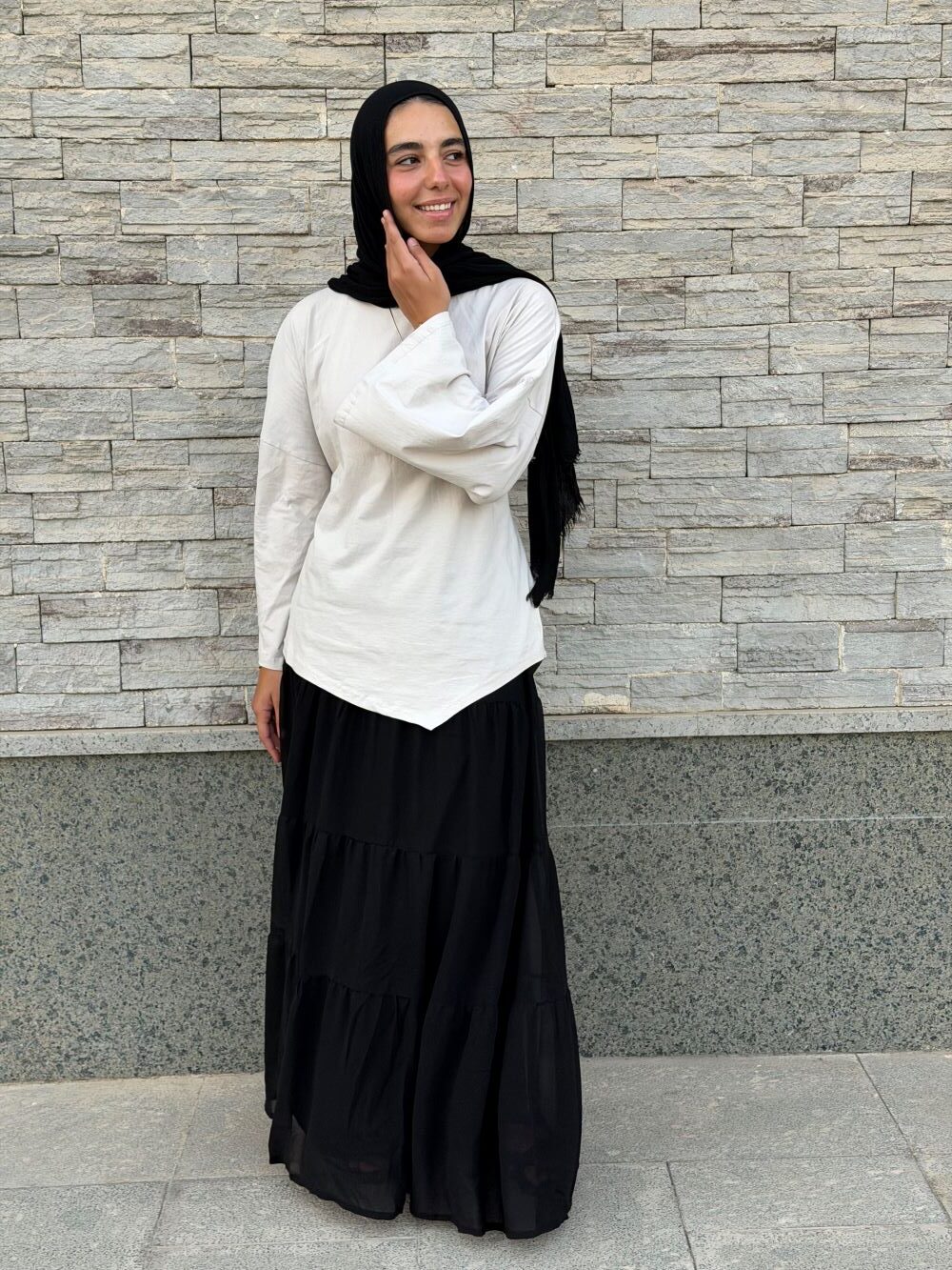 Ruffles Chiffon Skirt (Black)