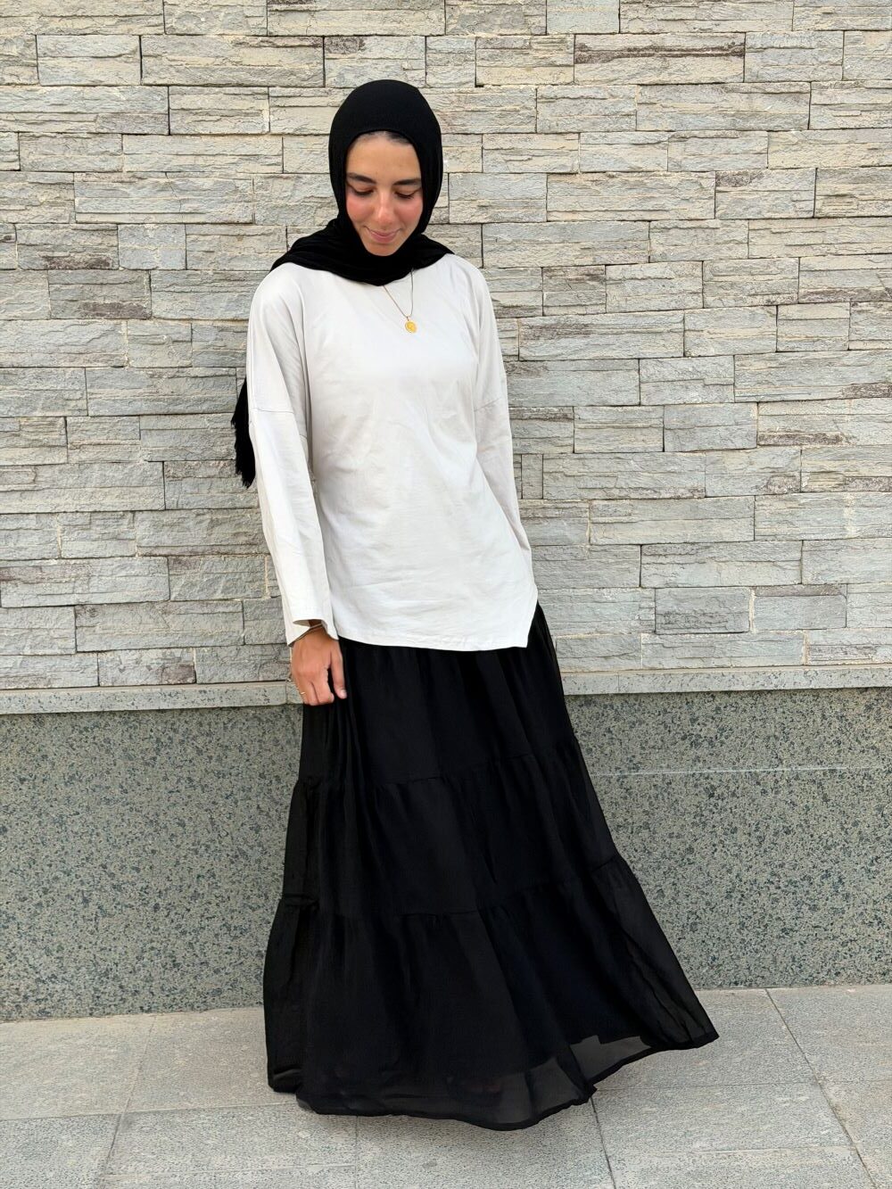 Ruffles Chiffon Skirt (Black) - Image 3