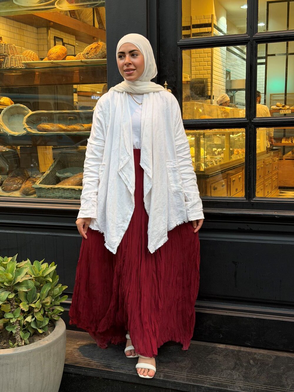 Crushed Chiffon Skirt (Wine Red) - Image 5