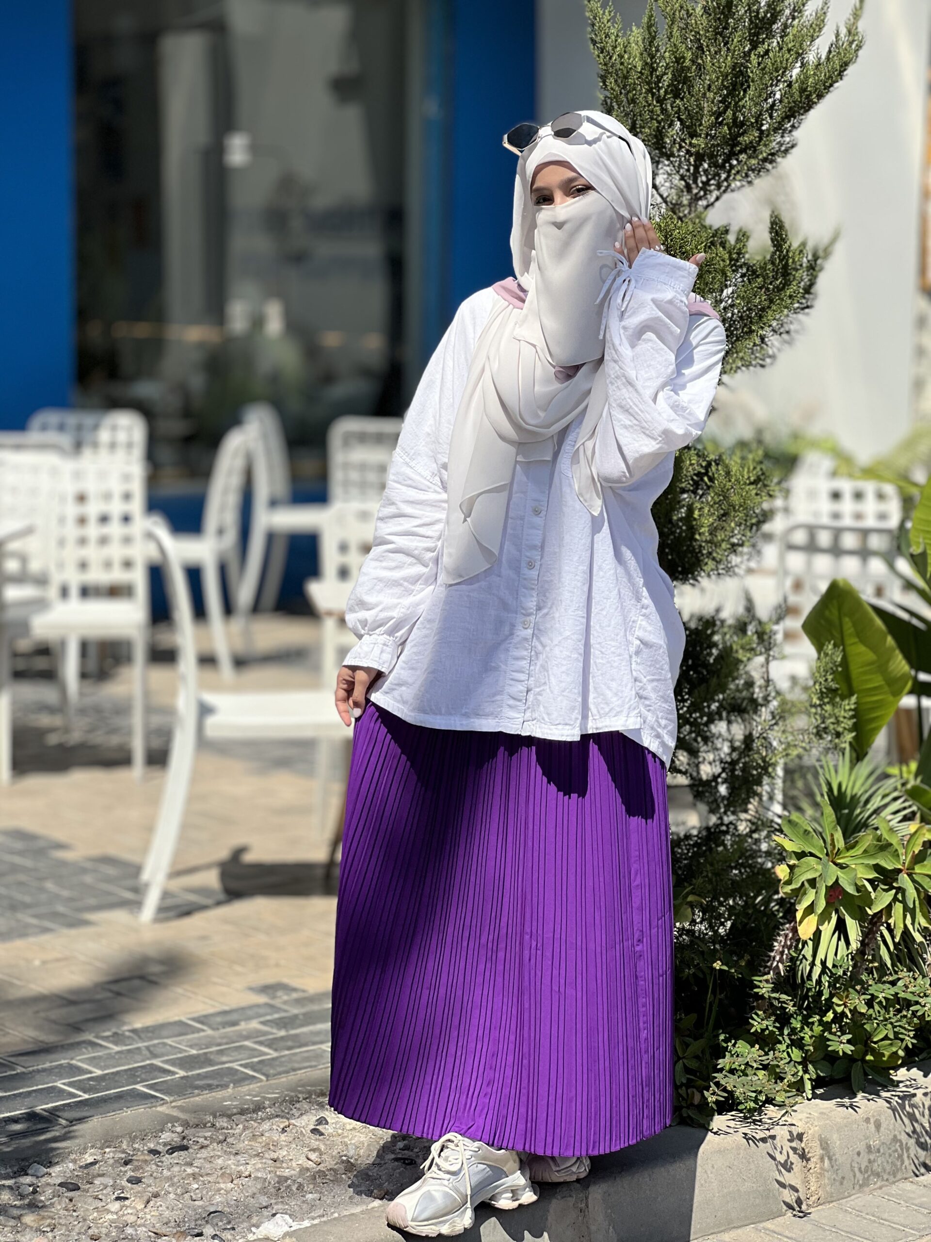 Pleated skirt made from imported crepe fabric (Banafseje)