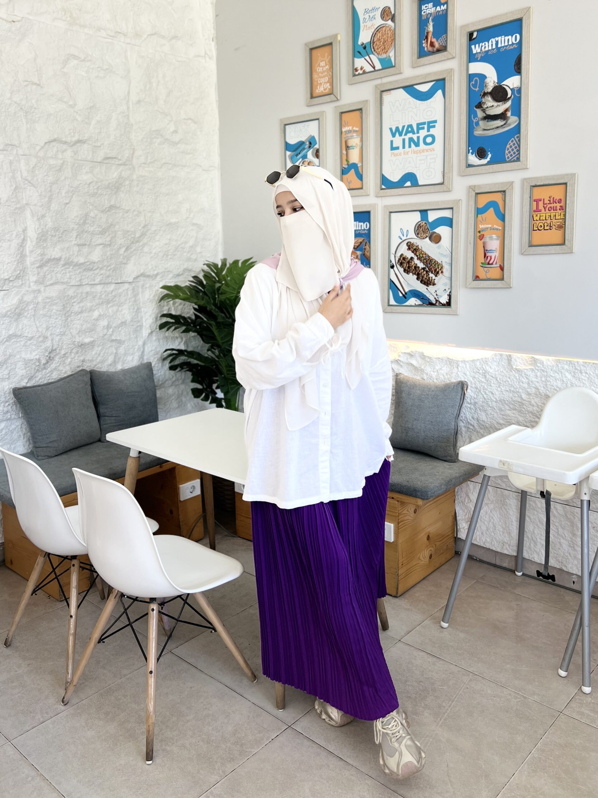 Pleated skirt made from imported crepe fabric (Banafseje) - Image 6