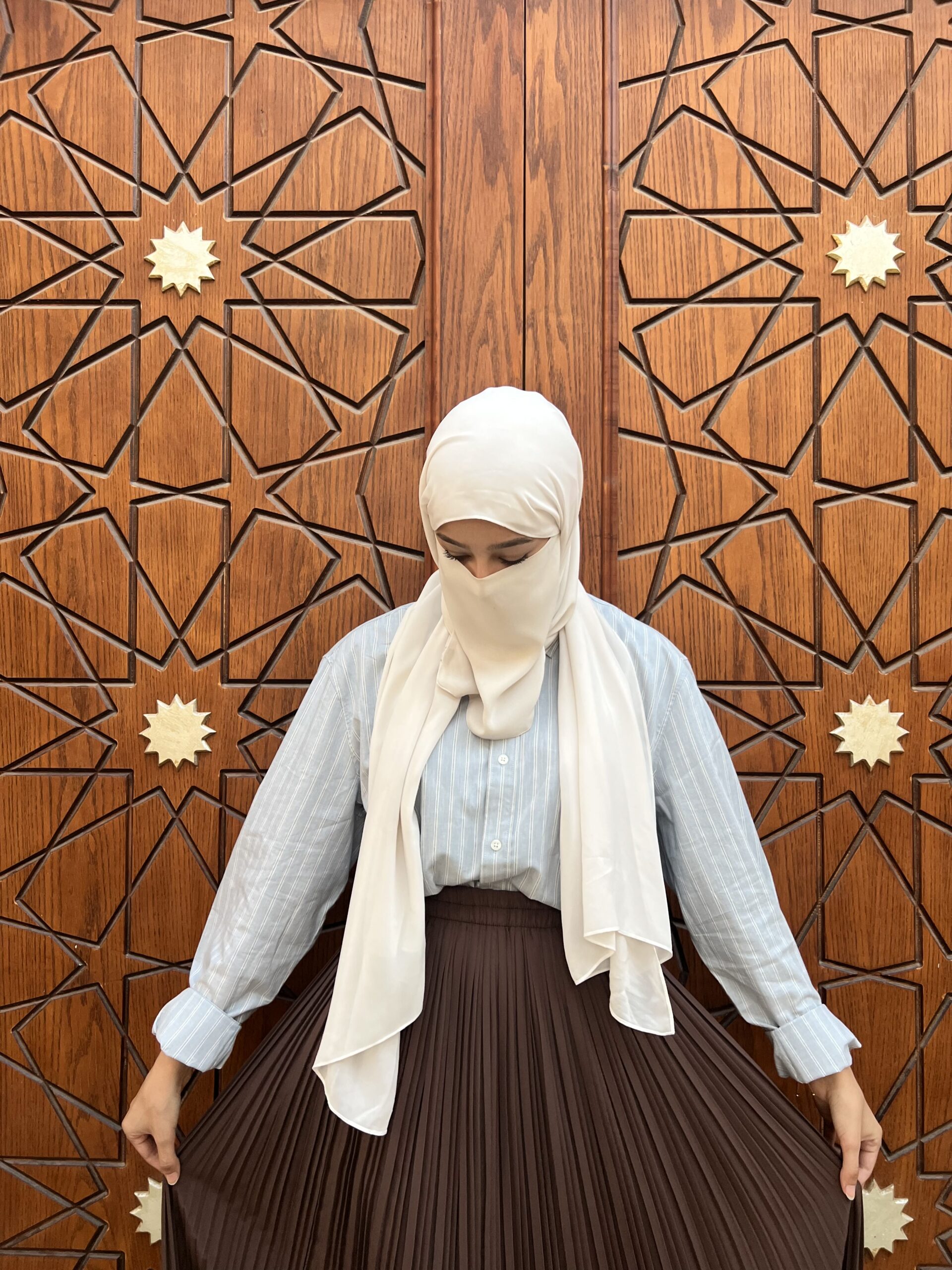 Pleated skirt made from imported crepe fabric (Coffe Mocha) - Image 5