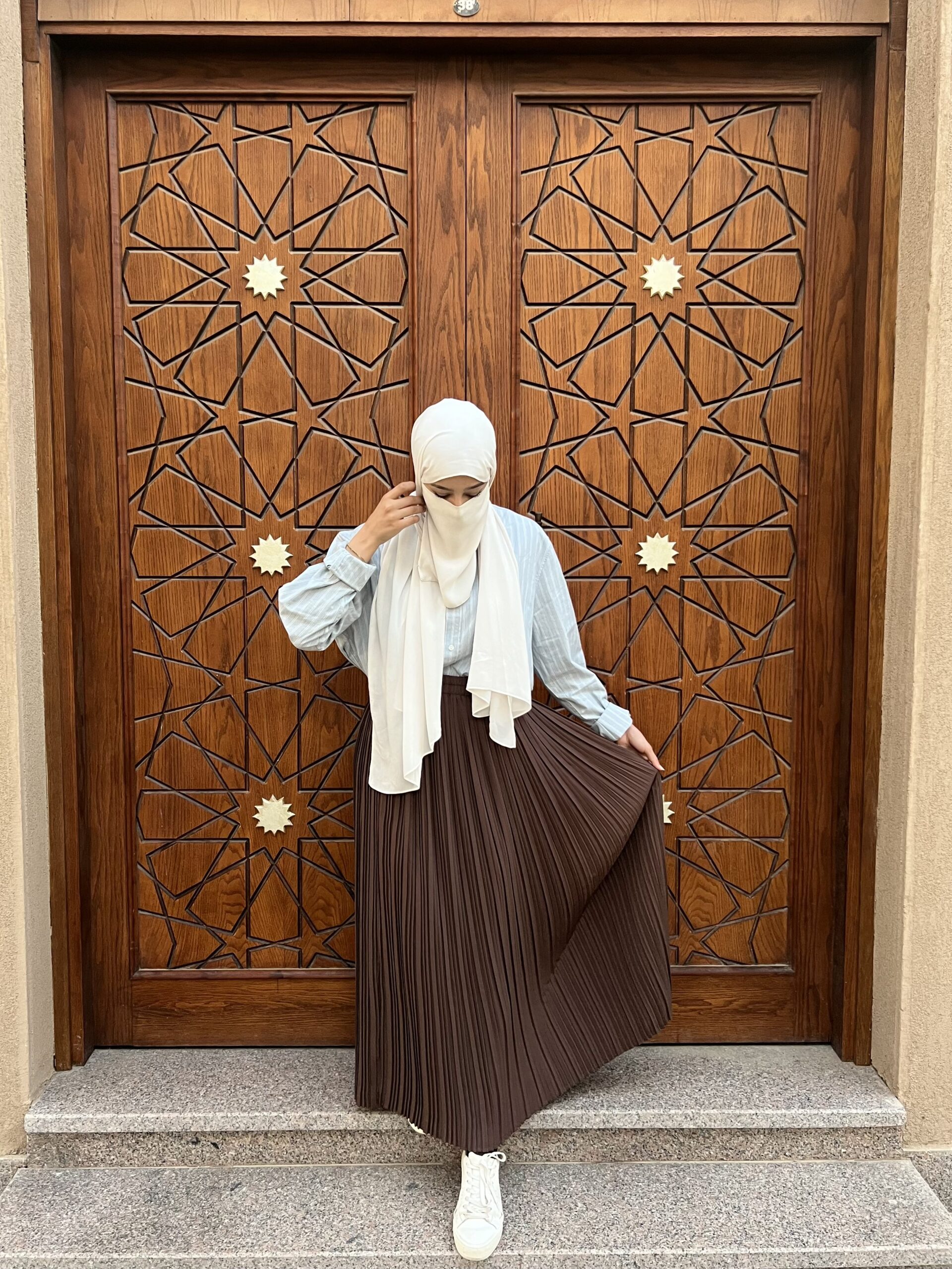 Pleated skirt made from imported crepe fabric (Coffe Mocha)