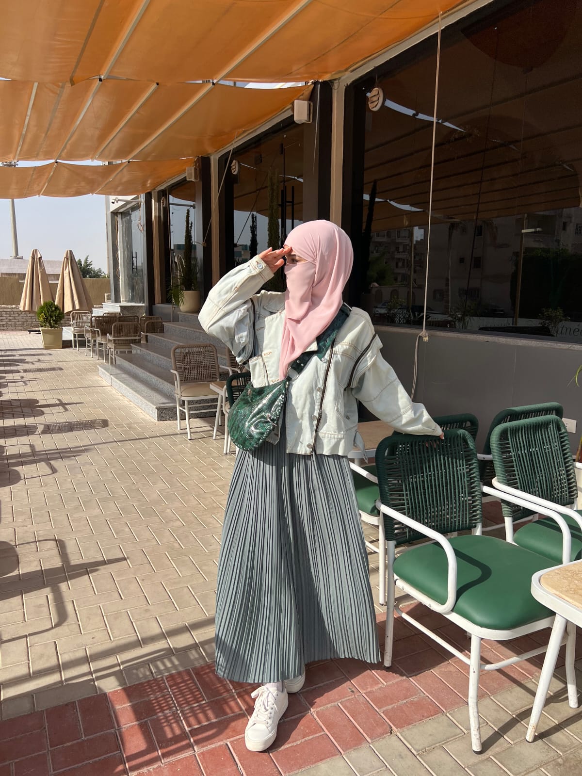 Pleated skirt made from imported crepe fabric (Mint gray) - Image 2